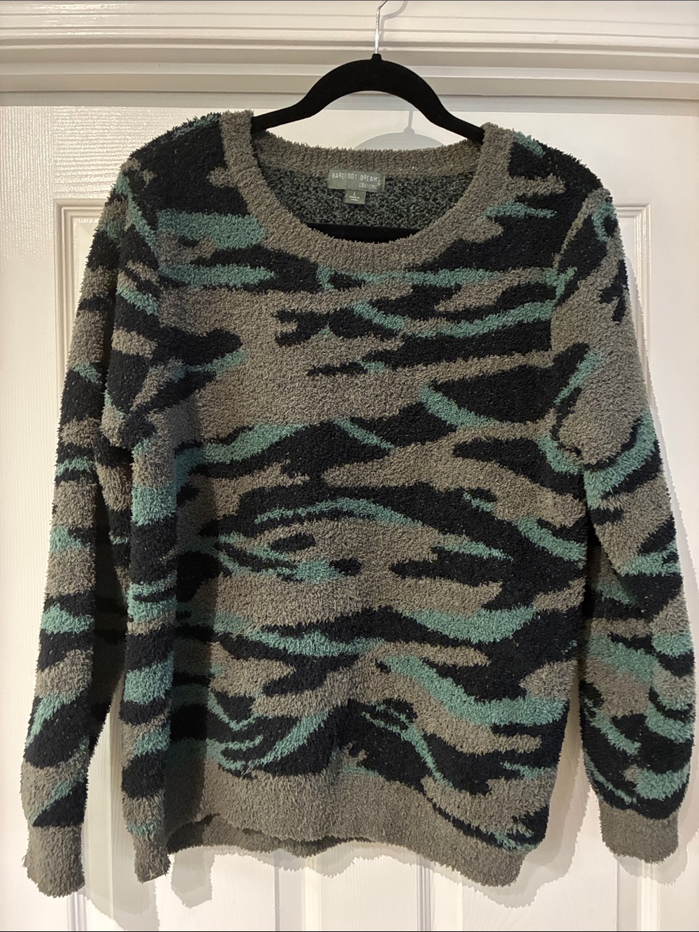 Barefoot Dreams CozyChic Fuzzy Camo Print Sweater